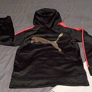 Puma Black and Red Athletic Jacket with Hood